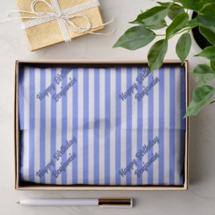 Blue stripes Custom Text Tissue Paper