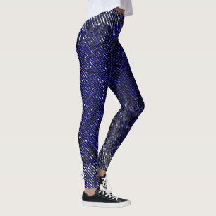 Blue stripes damaged in their colours and shapes leggings