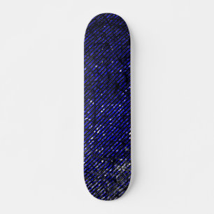 Blue stripes damaged in their colours and shapes skateboard