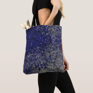 Blue stripes damaged in their colours and shapes tote bag