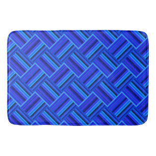 Blue stripes diagonal weave pattern bath mat
