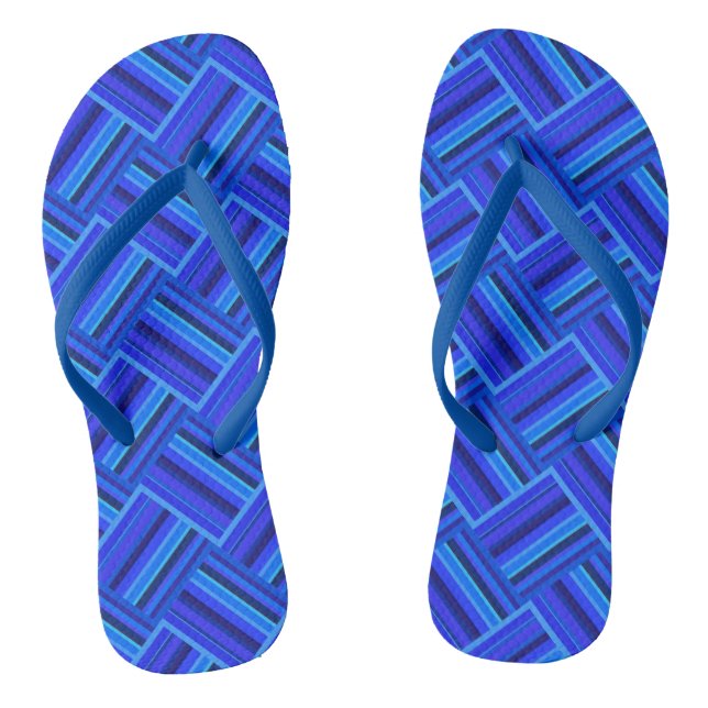 Blue stripes diagonal weave pattern flip flops (Footbed)