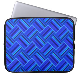 Blue stripes diagonal weave pattern laptop sleeve