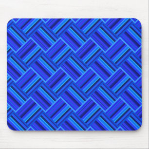 Blue stripes diagonal weave pattern mouse mat
