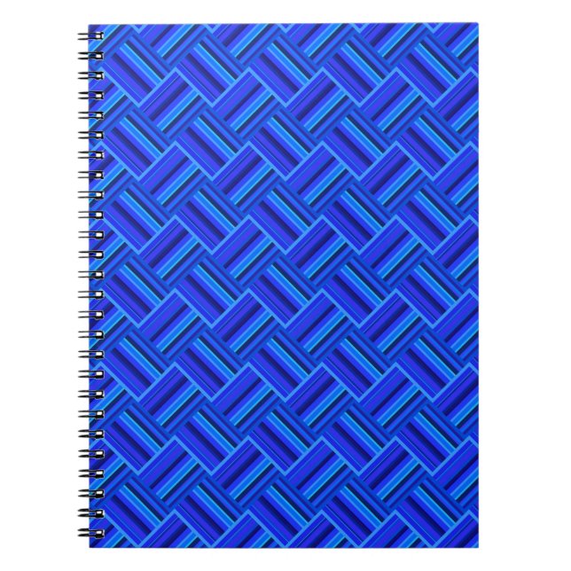 Blue stripes diagonal weave pattern notebook (Front)