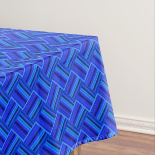 Blue stripes diagonal weave pattern tablecloth