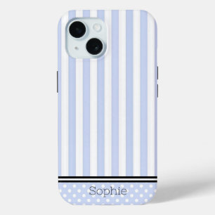 Blue Stripes & Dots Custom Samsung iPhone 15 Case