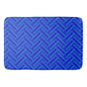 Blue stripes double weave pattern bath mat