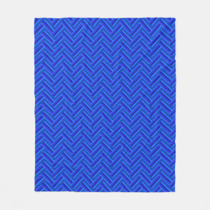 Blue stripes double weave pattern fleece blanket