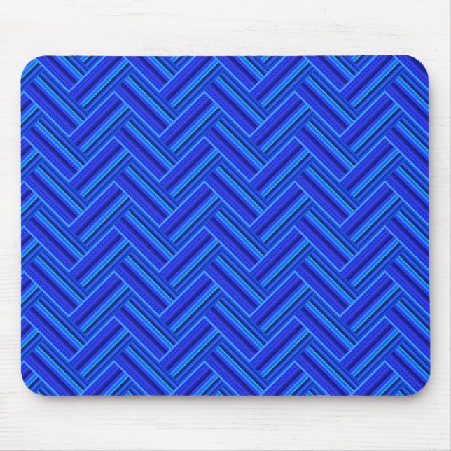 Blue stripes double weave pattern mouse mat (Front)