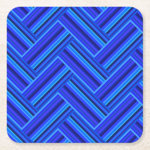 Blue stripes double weave pattern square paper coaster