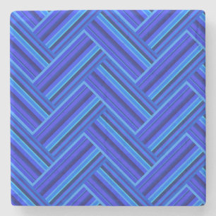 Blue stripes double weave pattern stone coaster