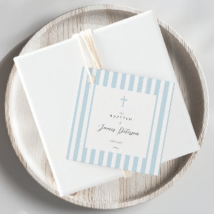 Blue Stripes Elegant Baptism Favour Tags