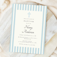 Blue Stripes Elegant Baptism Orthodox Cross