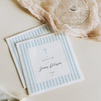 Blue Stripes Elegant Baptism Paper Napkin