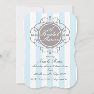 Blue Stripes Elegant Bridal Shower Invitations