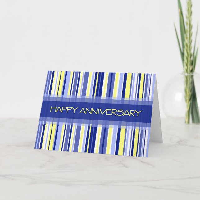 Blue Stripes Employee Anniversary Card (Front)