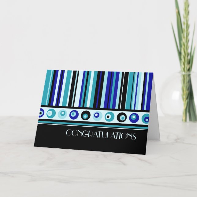 Blue Stripes Employee Anniversary Card (Front)