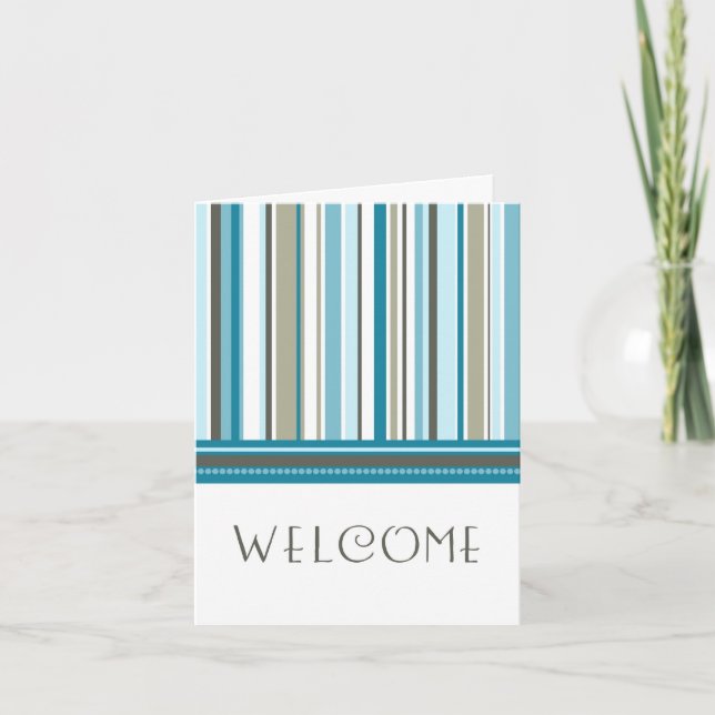 Blue Stripes Employee Welcome to the Team Card (Front)