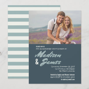 Blue Stripes   Engagement Party Invitations