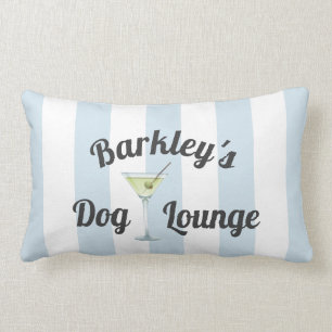 Blue Stripes Funny Personalised Dog Lounge Lumbar Cushion