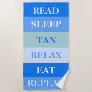 Blue Stripes Funny Text Beach Towel