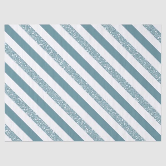 Blue Stripes Glitter Tissue Paper (Front)