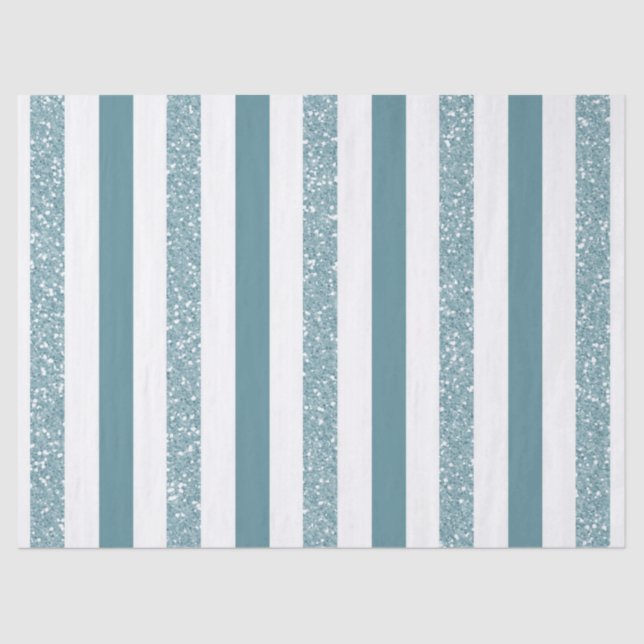 Blue Stripes Glitter Tissue Paper (Front)