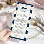 Blue Stripes Gold Chatham Cape Cod Wedding Menu<br><div class="desc">Wedding Reception Menu Card to match your Chatham Cape Cod wedding stationery. COLORS in Navy Blue Stripes with Gold inside border. For enquiries about custom design changes by the independant designer please email paula@labellarue.com BEFORE you customise or place an order.</div>