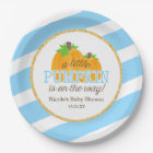 Blue Stripes Gold Little Pumpkin Fall Baby Shower
