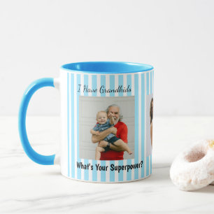 Blue Stripes Grand Parents Funny Personalised Mug