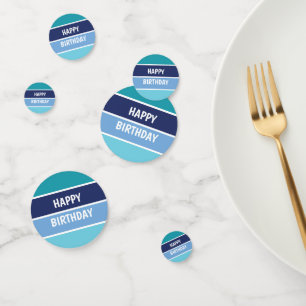 Blue Stripes Happy Birthday Confetti