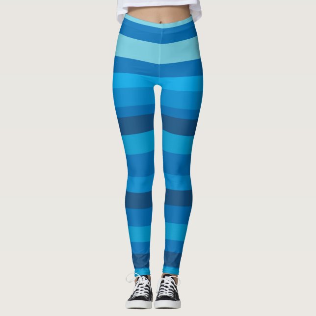 Blue  Stripes Leggings (Front)