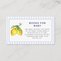 Blue Stripes Lemons Baby Shower Book Request