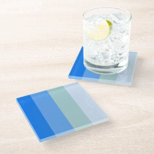 Blue Stripes Maritime Glass Coaster