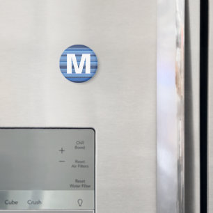 Blue Stripes Monogram Letter Kids' Art Magnet