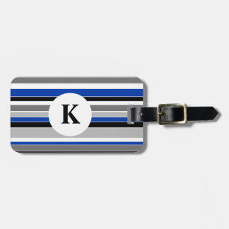 Blue Stripes Monogrammed Luggage Tag