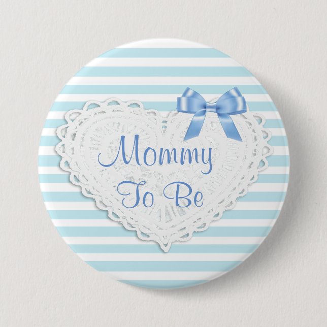 Blue Stripes Mummy to be Baby Shower 7.5 Cm Round Badge (Front)