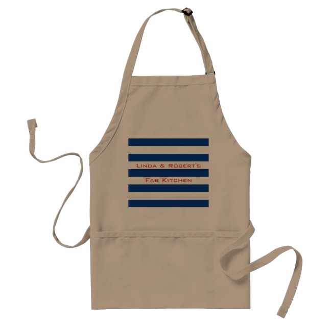 Blue Stripes on any Colour Custom Text Standard Apron (Front)