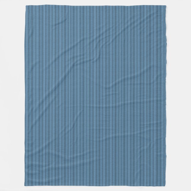 Blue Stripes on Blue Fleece Blanket (Front)