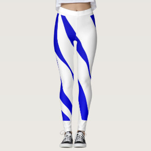 Blue Stripes on White Legging