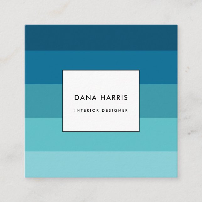 Blue stripes palette square business card (Front)
