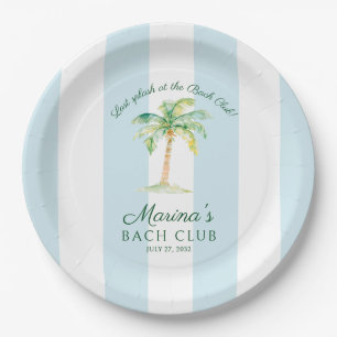 Blue Stripes Palm Beach Bach Club Bridal Shower Paper Plate