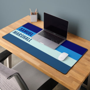 Blue Stripes Pattern Desk Mat