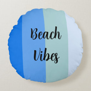 Blue Stripes Pattern Round Cushion