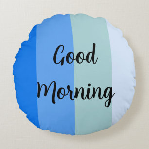 Blue Stripes Pattern Round Cushion