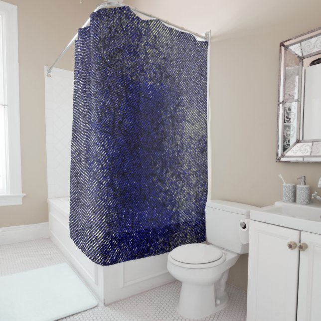 Blue stripes peeling off your colours  shower curtain (In Situ)