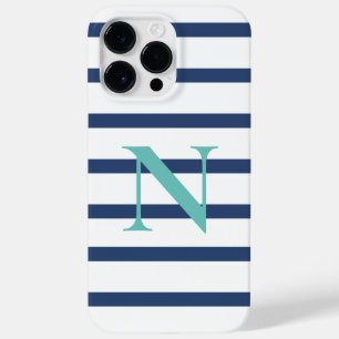 Blue Stripes Personalised Name Initial Case-Mate iPhone 14 Pro Max Case