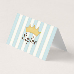 Blue  Stripes Personalised Princess Play Date Business Card