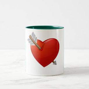 Blue Stripes - Pierced Valentine Heart Two-Tone Coffee Mug